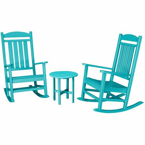 Polywood Presidential Aruba Patio Set with Side Table and 2 Rocking Chairs 633PWS1091AR